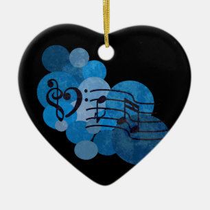 De Cerâmica Notas da música & decoração azul do ornamento d