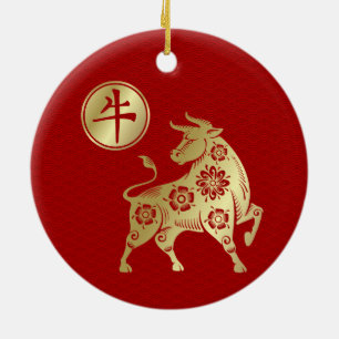 De Cerâmica Novo ano chinês do ornamento cerâmico Ox 2021