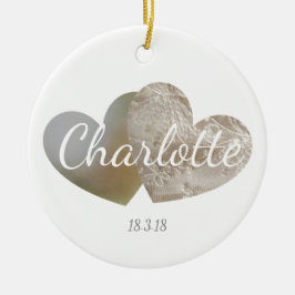 De Cerâmica Novo bebê/ christening local e ornamento cardíaco 