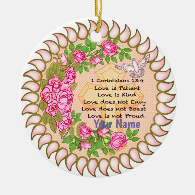De Cerâmica O Amor Cristão é Paciente ornamento (Frente)