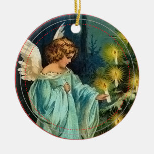 De Cerâmica O anjo decora o ornamento do natal vintage da