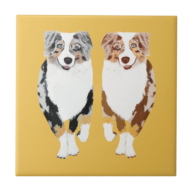 De Cerâmica O australiano Shepherds 4" azulejo (Frente)