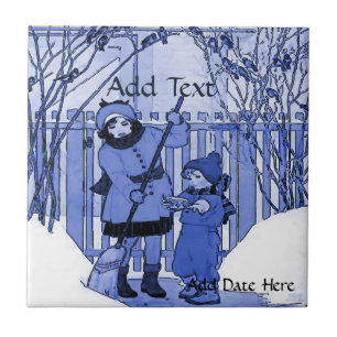 De Cerâmica O azulejo da neve da família, olhar do Dutch,