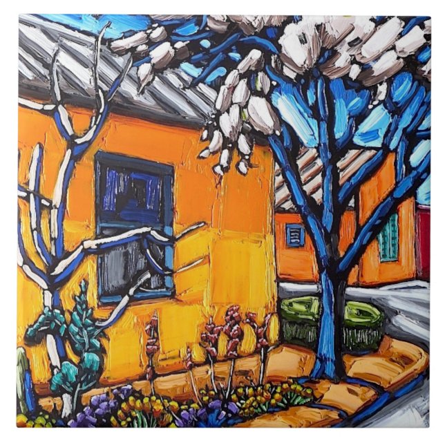 De Cerâmica "O azulejo decorativo do jardim alaranjado do (Frente)