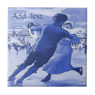 De Cerâmica O azulejo do patinagem no gelo do casal, olhar do
