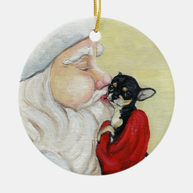 De Cerâmica O beijo do papai noel para o ornamento da arte da (Frente)