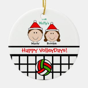 De Cerâmica O casal ø do voleibol personaliza o ornamento