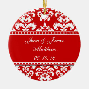 De Cerâmica O damasco vermelho nomeia ornamento do casamento