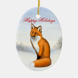 De Cerâmica O ornamento customizável vermelho do Fox do