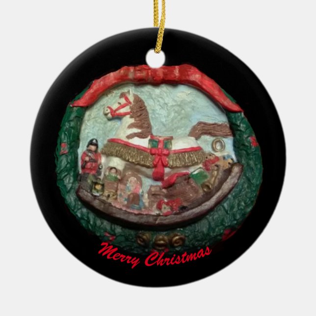 DE CERÂMICA O ORNAMENTO ROCKINGHORSE (Frente)