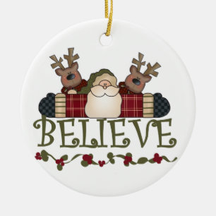De Cerâmica O papai noel e a rena acreditam o ornamento da