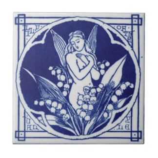 De Cerâmica O vintage do azulejo c1875 Mintons do azul e do