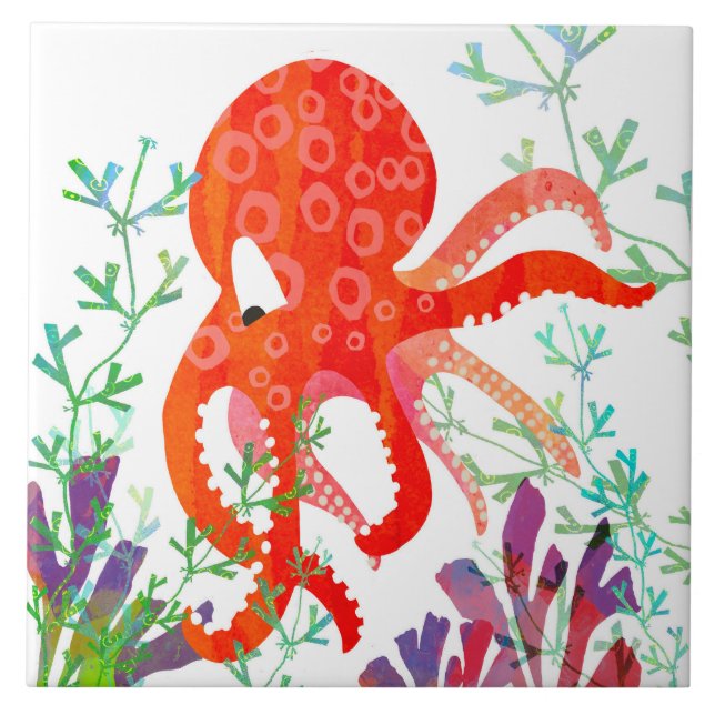 De Cerâmica Octopus Azulejo cerâmico (6" quadrados) (Frente)