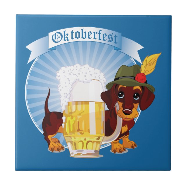 De Cerâmica Oktoberfest Beer e Azulejo cerâmico para cães (Frente)