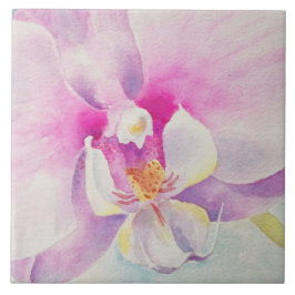 De Cerâmica Orchid Watercolor Azulejo