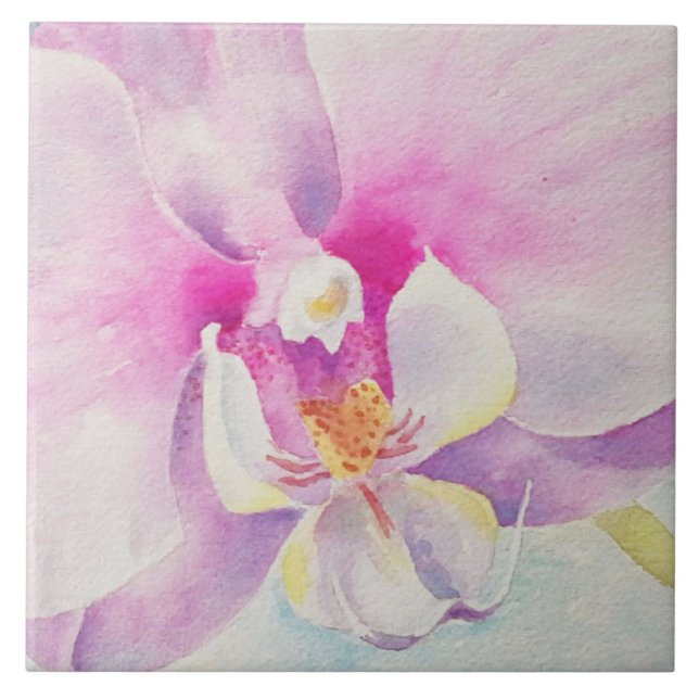 De Cerâmica Orchid Watercolor Azulejo (Frente)