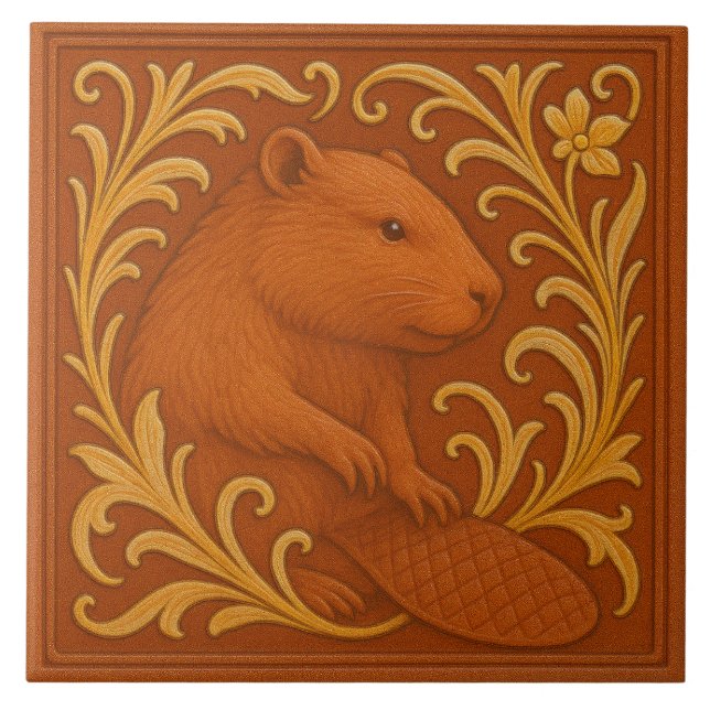De Cerâmica Oregon Beaver - Azulejo cerâmico (Frente)