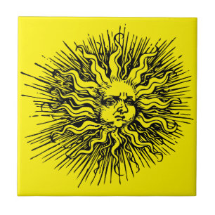 De Cerâmica Ornamentado Sun Vintage Azulejo Celestial