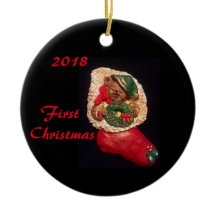 ORNAMENTO 2018 DO XMAS DO URSO DA MEIA DO MENINO