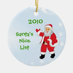 De Cerâmica Ornamento agradável da lista do papai noel com an