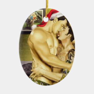 De Cerâmica Ornamento alegre do beijo do papai noel