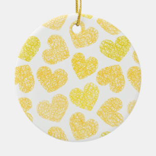 De Cerâmica Ornamento amarelo dos corações