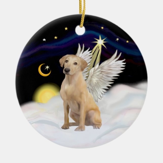 De Cerâmica Ornamento Amarelo Labrador Retriever Angel Cerâmic (Frente)