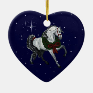 De Cerâmica Ornamento andaluz do coração do cavalo do Natal