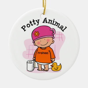 De Cerâmica Ornamento animal da menina do Potty