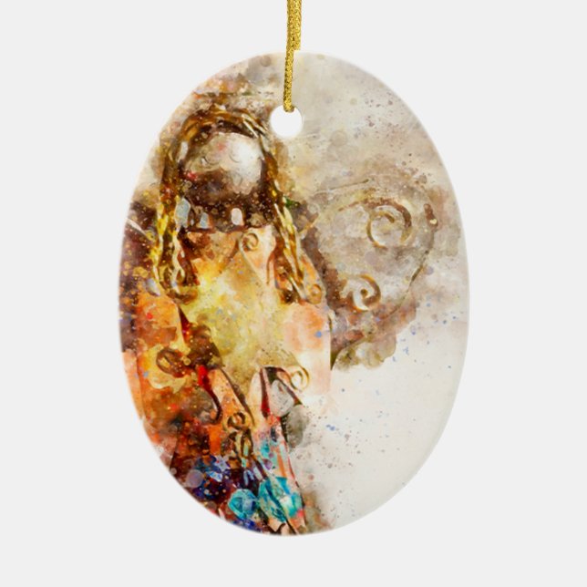 De Cerâmica Ornamento Anjo Cerâmico Oval (Frente)