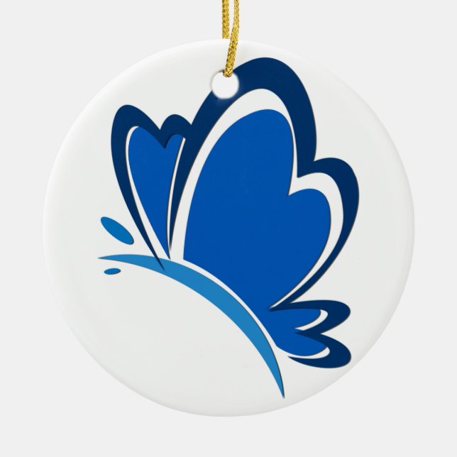 De Cerâmica Ornamento azul da borboleta (Frente)