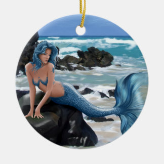 De Cerâmica Ornamento azul da sereia