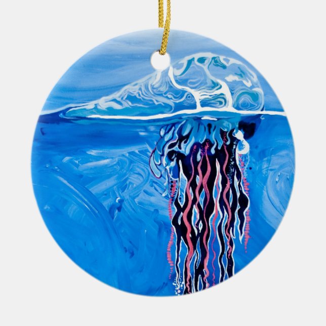 De Cerâmica Ornamento azul das medusa (Frente)