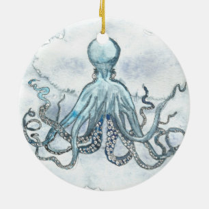 De Cerâmica Ornamento azul do círculo do polvo
