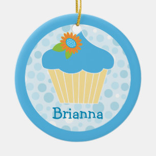De Cerâmica Ornamento azul doce do cupcake