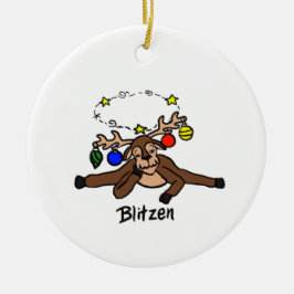 De Cerâmica Ornamento Blitzen/ Donner