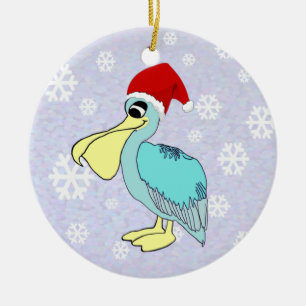 De Cerâmica Ornamento bonito do pelicano do papai noel