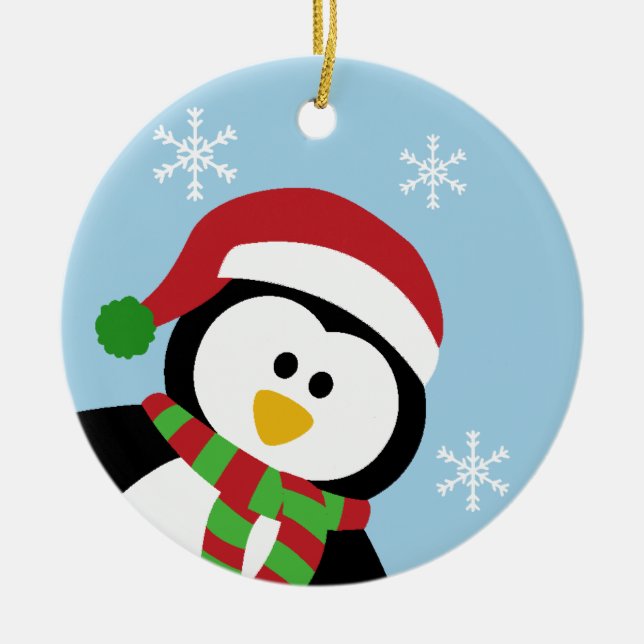 De Cerâmica Ornamento bonito do pinguim do Natal (Frente)
