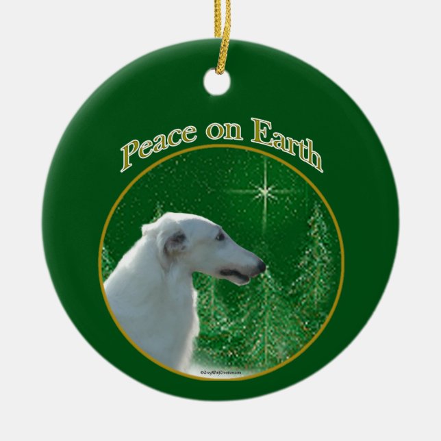 De Cerâmica Ornamento Borzoi (Frente)