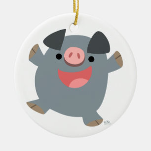 De Cerâmica Ornamento Bouncy do porco dos desenhos animados