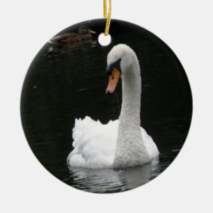De Cerâmica Ornamento branco da cisne