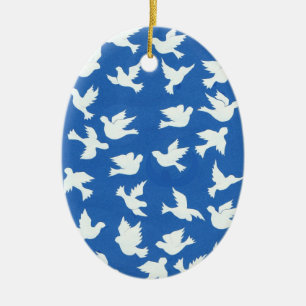 De Cerâmica Ornamento branco das pombas