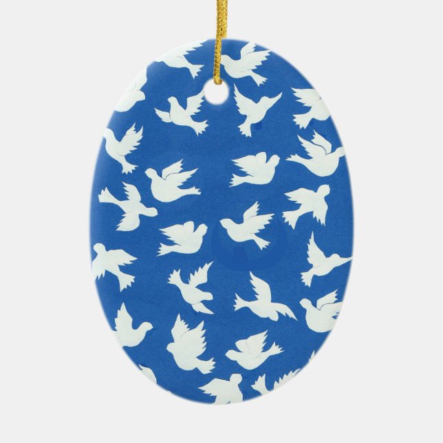 De Cerâmica Ornamento branco das pombas (Frente)