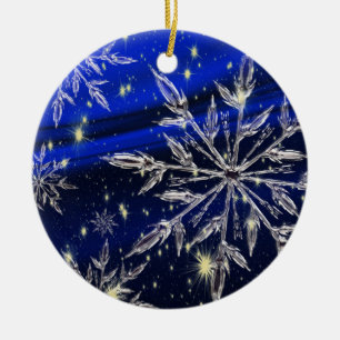 De Cerâmica Ornamento branco do azul da neve
