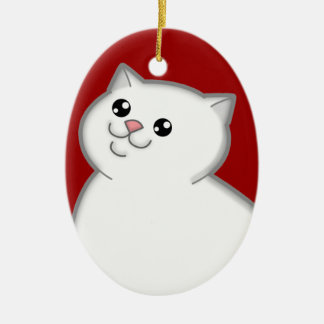 De Cerâmica Ornamento branco gordo feliz da lembrança do gato