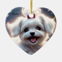 Ornamento Cardíaco Cerâmico Pet Memorial