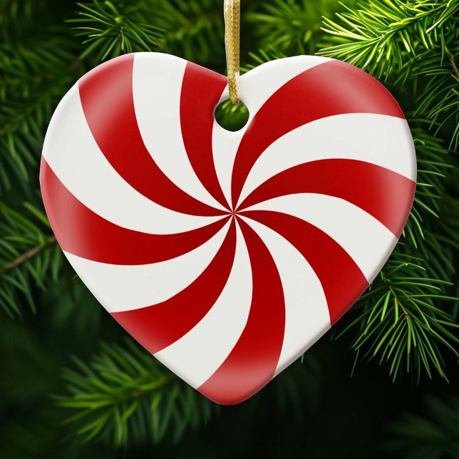 De Cerâmica Ornamento Cardíaco Peppermint Candy (Peppermint Heart Ornament. A delightful gift decoration for Christmas, Valentines Day for your love.)