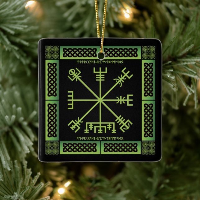 De Cerâmica Ornamento Celta Vegvisir (Quadrado) (Árvore)
