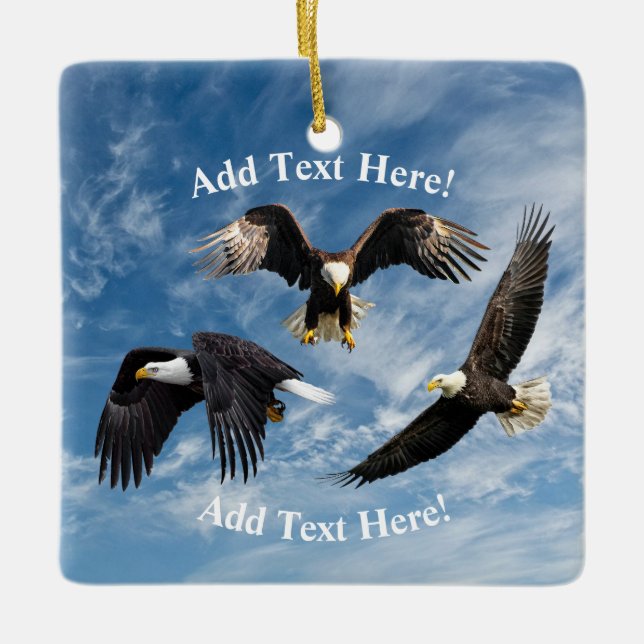De Cerâmica Ornamento Cerâmico Bald Eagle Soaring (Frente)