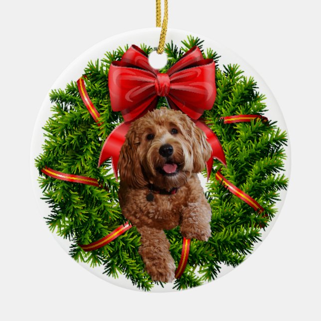 De Cerâmica Ornamento cerâmico com doodle dourado (Frente)